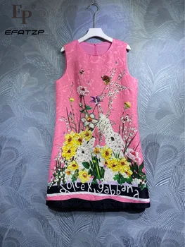 EFATZP Высококачественное летнее женское модное дизайнерское мини-платье, Великолепные жаккардовые платья на бретелях без рукавов с принтом в виде хрустального цветка