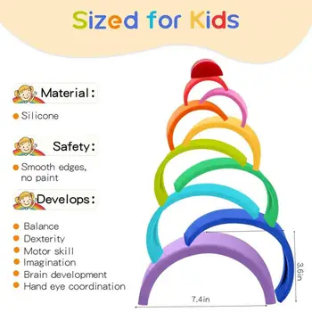 Деревянные/Силиконовые Радужные Блоки Для Детей Montessori Creative Stacking Balance Toys BPA Free Food Grade Силиконовые Игрушки Детский Подарок