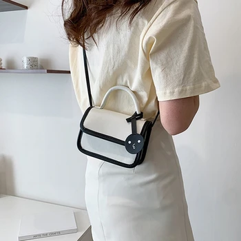 Дизайнерские сумки через плечо с пандентом для женщин, Корейская Женская кожа контрастных цветов, женские сумки, Женская сумка-тоут