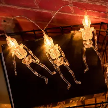 Лампа для вечеринки в честь фестиваля Хэллоуина, гирлянды со скелетом, праздничные светодиодные гирлянды на Хэллоуин, водонепроницаемые для внутреннего / наружного использования.