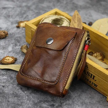 Мини-кошелек из натуральной кожи для мужчин, женщин, мелочь, визитница, кошелек для монет, Маленькая сумка для денег J151