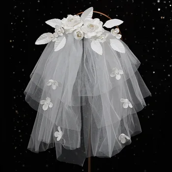 Модная свадебная фата для новобрачных new Mori sweet white простые короткие универсальные свадебные аксессуары для волос