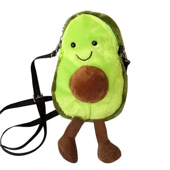 Мягкая плюшевая сумка через плечо с рисунком авокадо, мультяшная набитая сумка на молнии