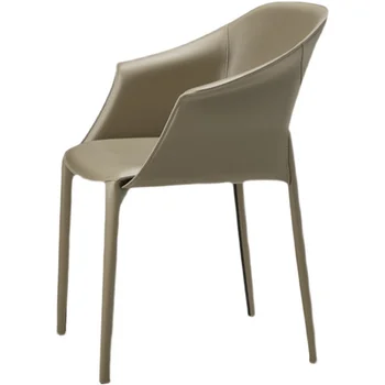 Обеденный стул с кожаной спинкой, современный обеденный стул в скандинавском стиле, роскошный обеденный стул с подлокотниками, Минималистичный Дизайнерский стул для учебы