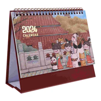 Офисный Календарь, Стильные Календари, планировщик расписания на 2024 год, украшение из мультфильма, настольный календарь, книжка-календарь на катушке, нарисованный от руки