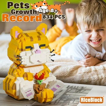 Создайте Милые Животные Серии Мини-Строительных Блоков Orange Cat Micros Brick Moc Toys DIY Girls Boy Подарки На День Рождения Для Детей Гостей