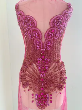 Ярко-розовый крупный горный хрусталь с бриллиантами, накладка на лиф, аппликация для кутюр, сценических выступлений, танцевальных костюмов, свадебных платьев